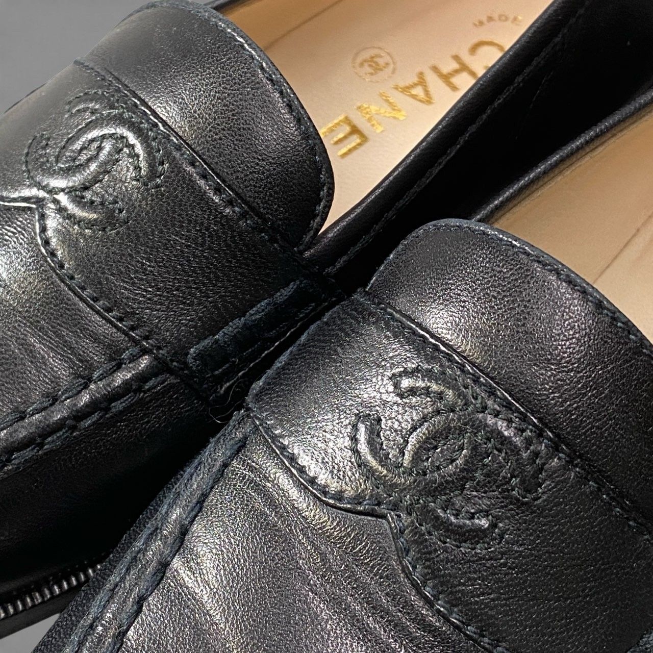 1b2 【美品】CHANEL シャネル 1996年AW ココマーク レザーローファー