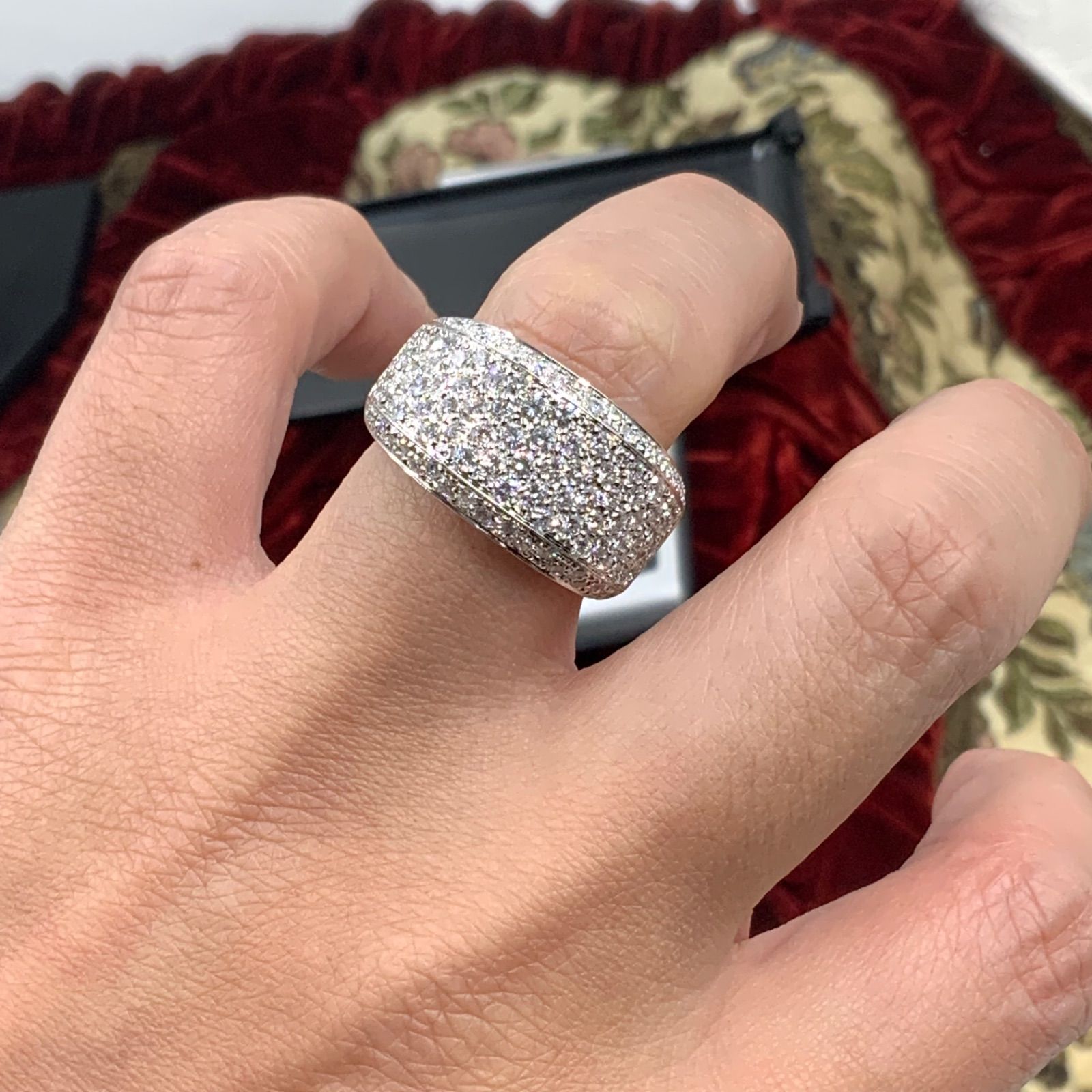 750 ホワイトゴールド パヴェダイヤリング 14.3g 約13号 3.5ct - メルカリ