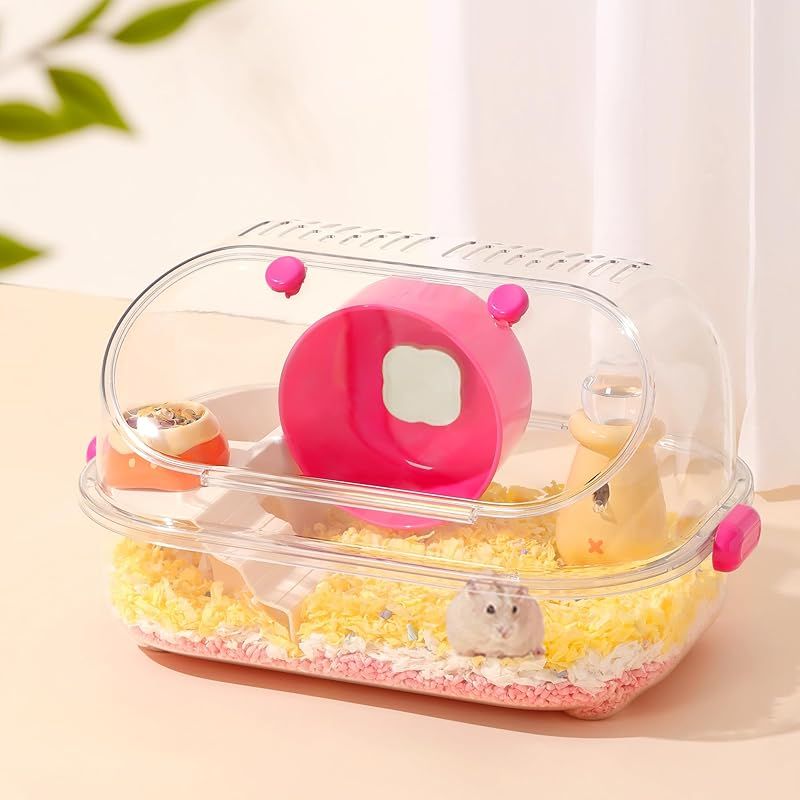 Tafit ハムスター ケージ セット 全透明 回し車&給水ボトル付き 多機能