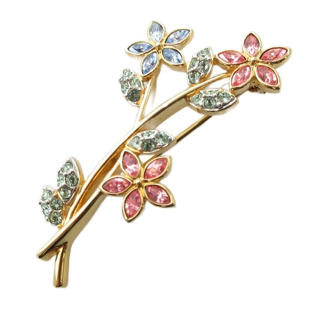 スワロフスキー SWAROVSKI ブローチ 花 フラワーモチーフ ピンク