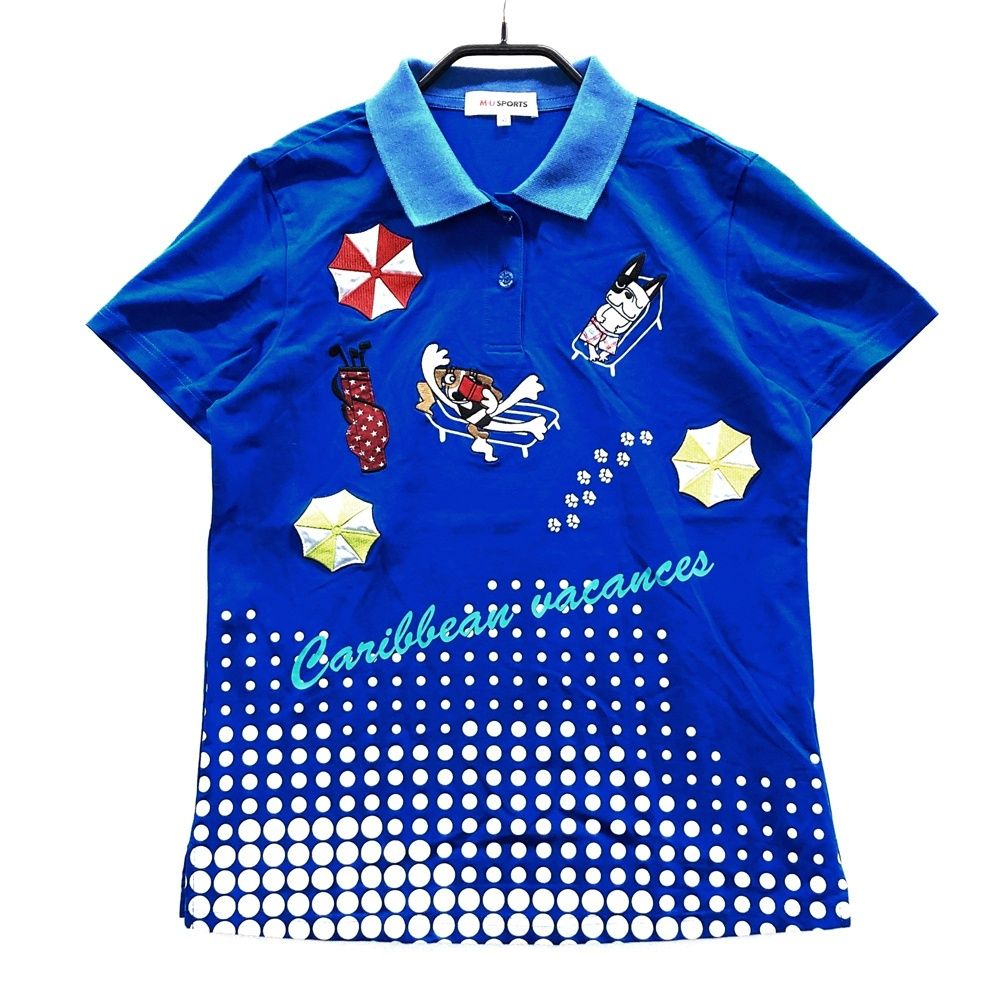 サイズ：42 M.U SPORTS エムユースポーツ 半袖ポロシャツ 総柄×ドット