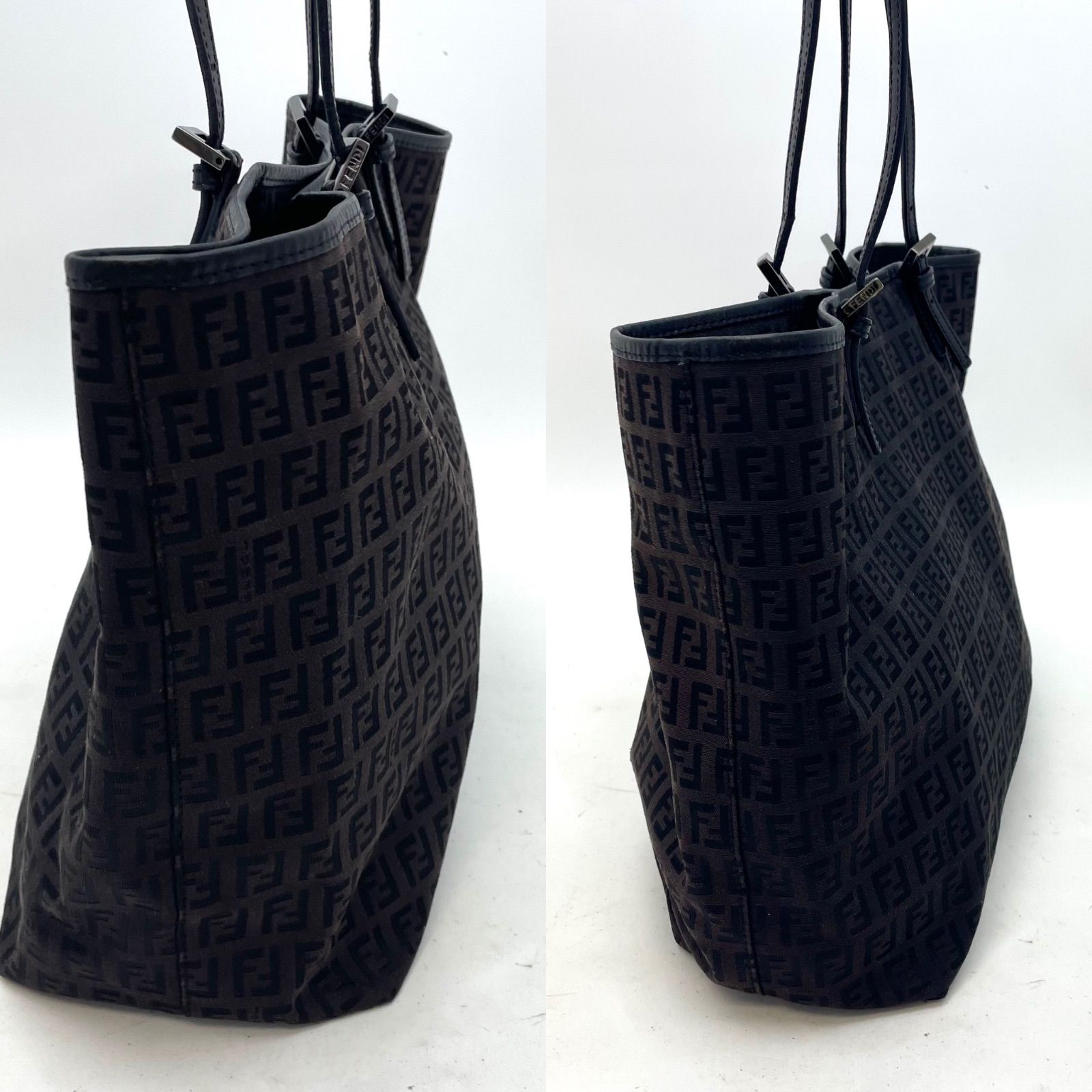 フェンディ トート ショルダーバッグ ズッキーノ ズッカ A4 黒 FZ498