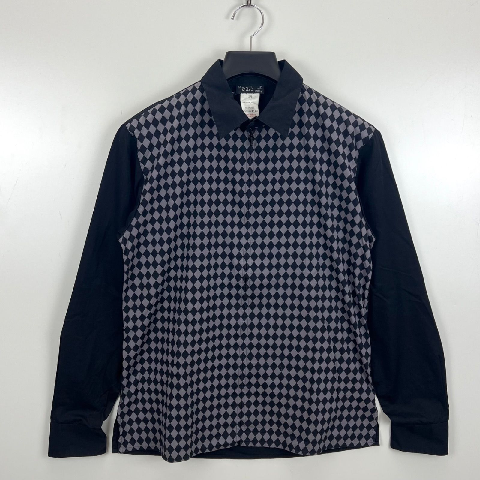 agnes b. homme 00s JAPAN archive checker zip shirt 38 M アニエスべ