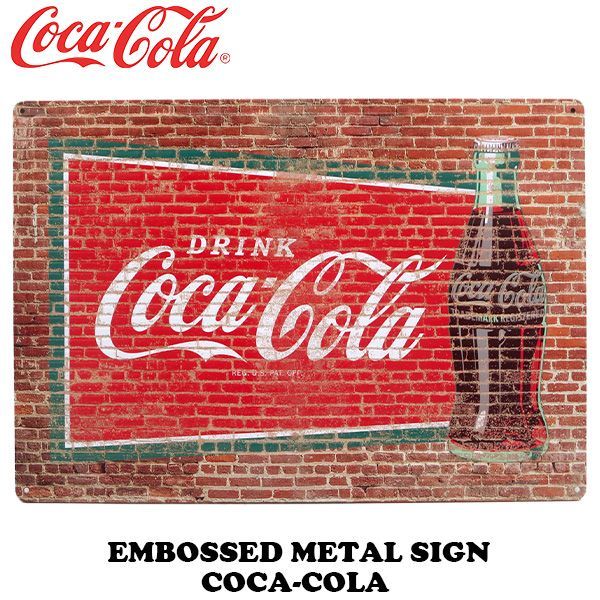 エンボス メタルサインCOCA-COLA BRICK 【コカコーラ ブリキ看板
