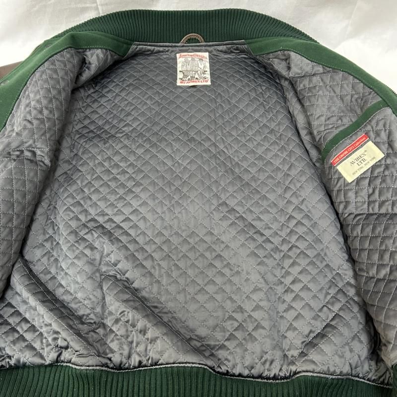 アヴィレックス 783-3252047 NYC STADIUM JACKET green×brown レザー