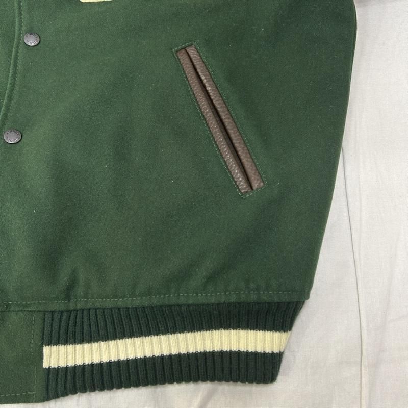 アヴィレックス 783-3252047 NYC STADIUM JACKET green×brown レザー