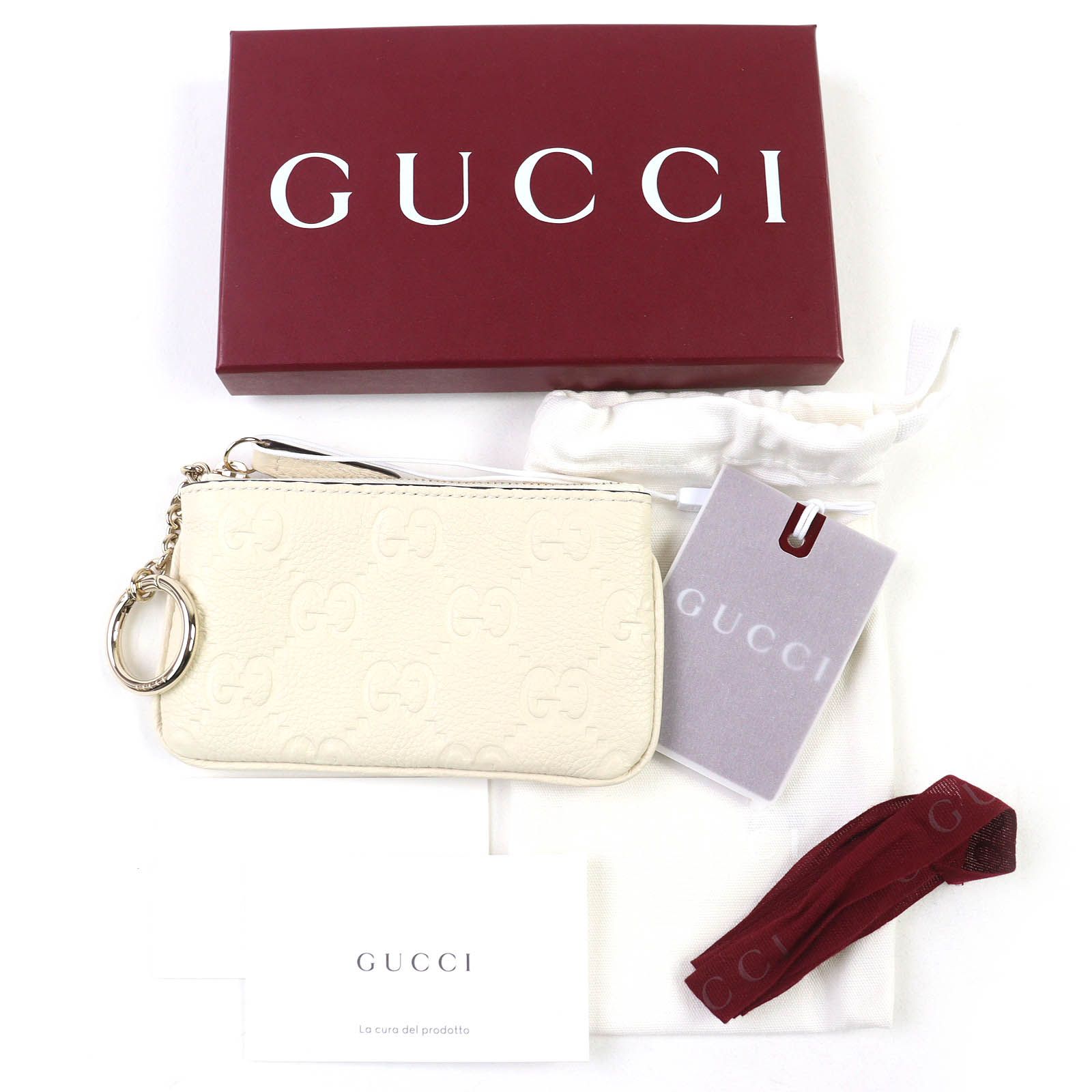 未使用品△GUCCI グッチ 815891 GGエンブレム キーポーチ レザー 