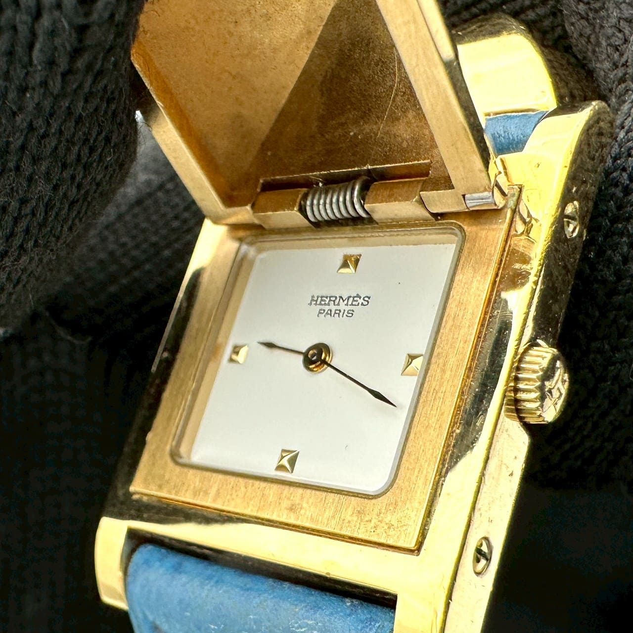 HERMES エルメス 腕時計 メドール バングル ME1.201 GP レザー