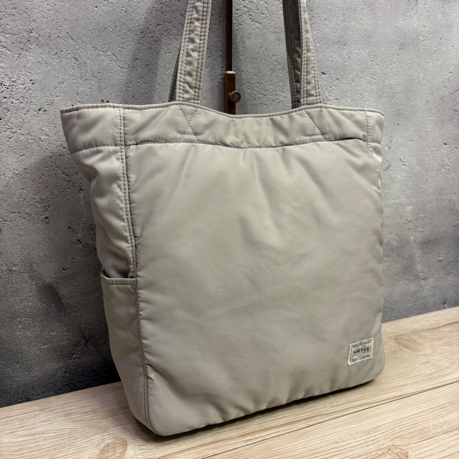 PORTER ポーター クリーム トートバッグ ナイロン ベージュ A4可