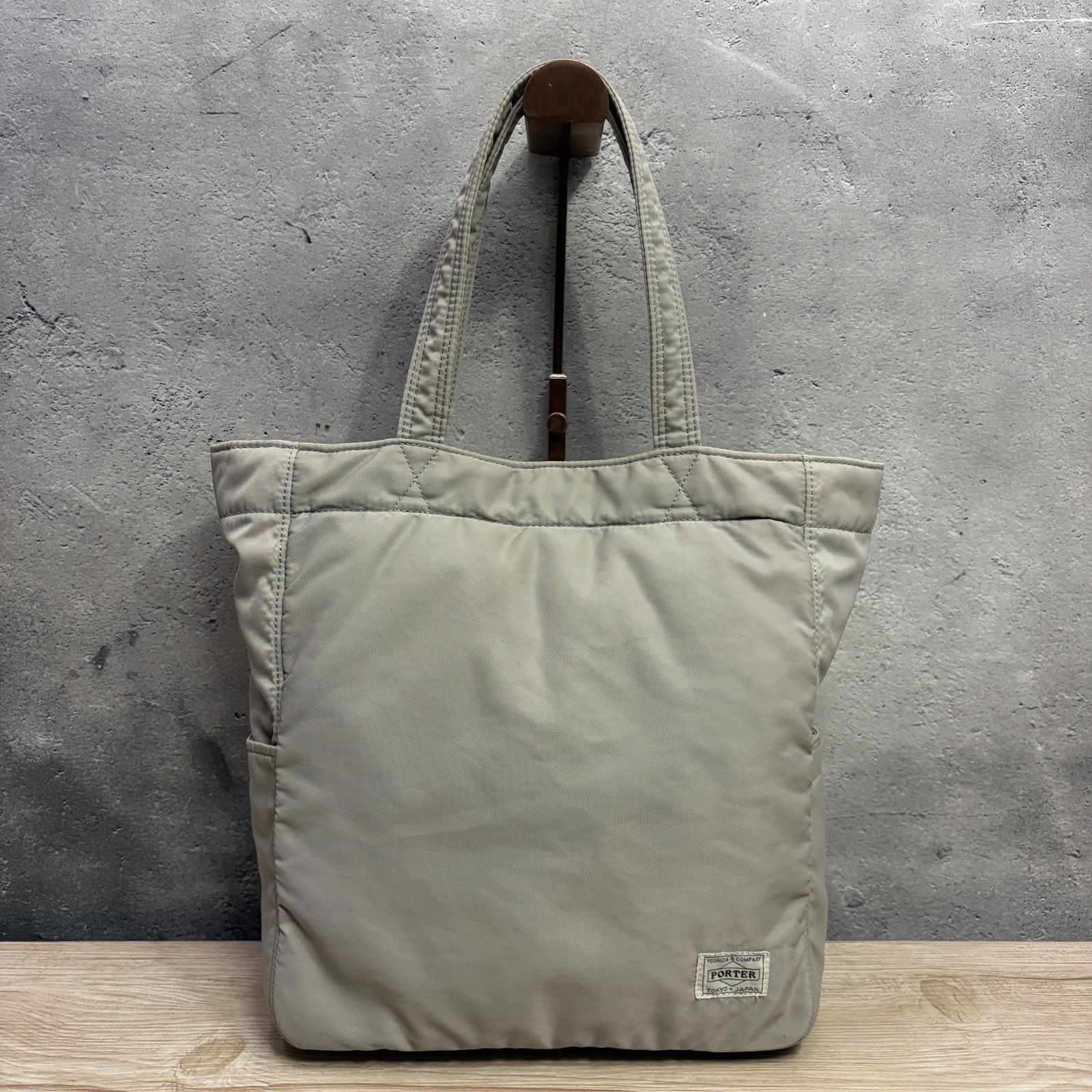 PORTER ポーター クリーム トートバッグ ナイロン ベージュ A4可