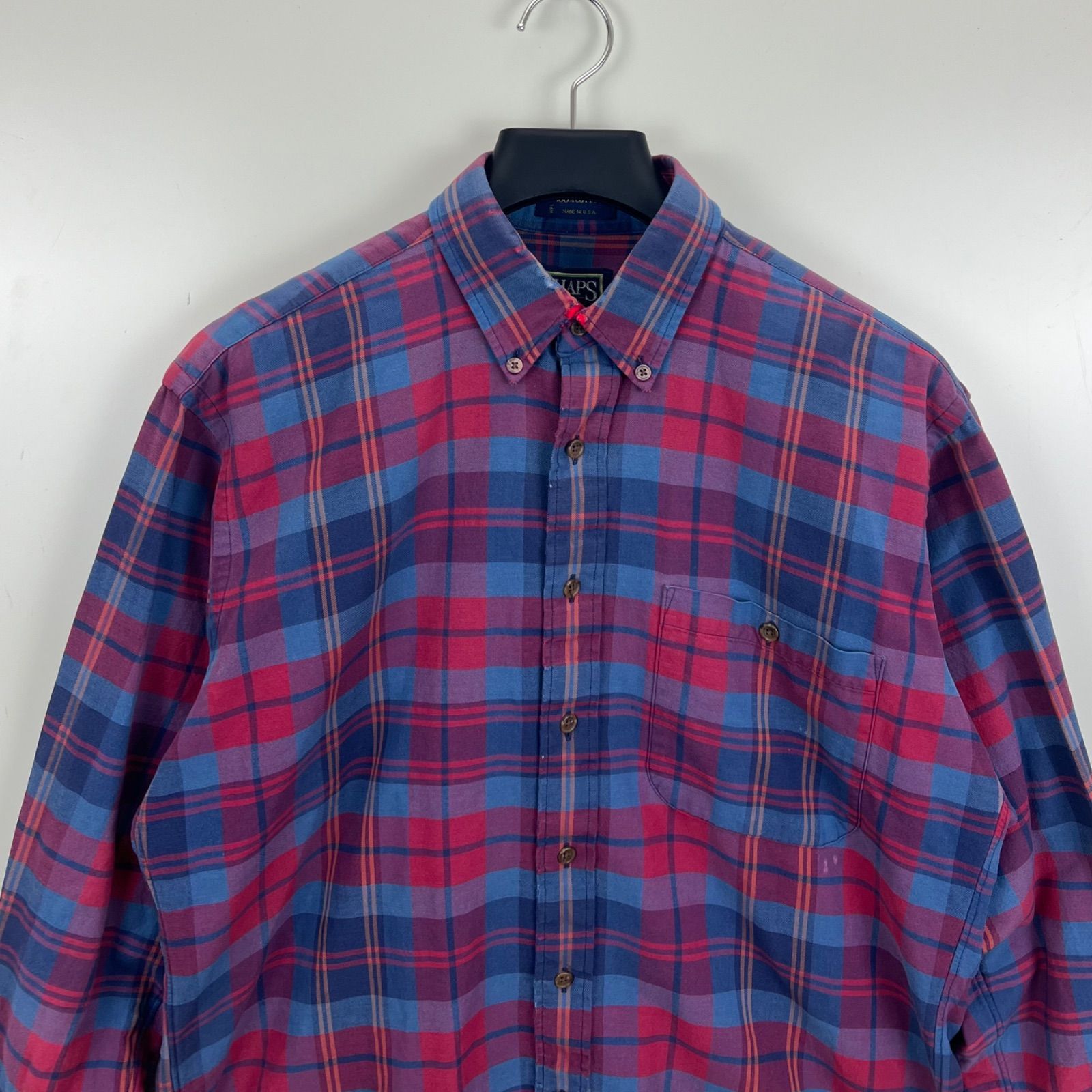 CHAPS Ralph Lauren 80s USA vintage plaid BD L/S shirt M チャップス 