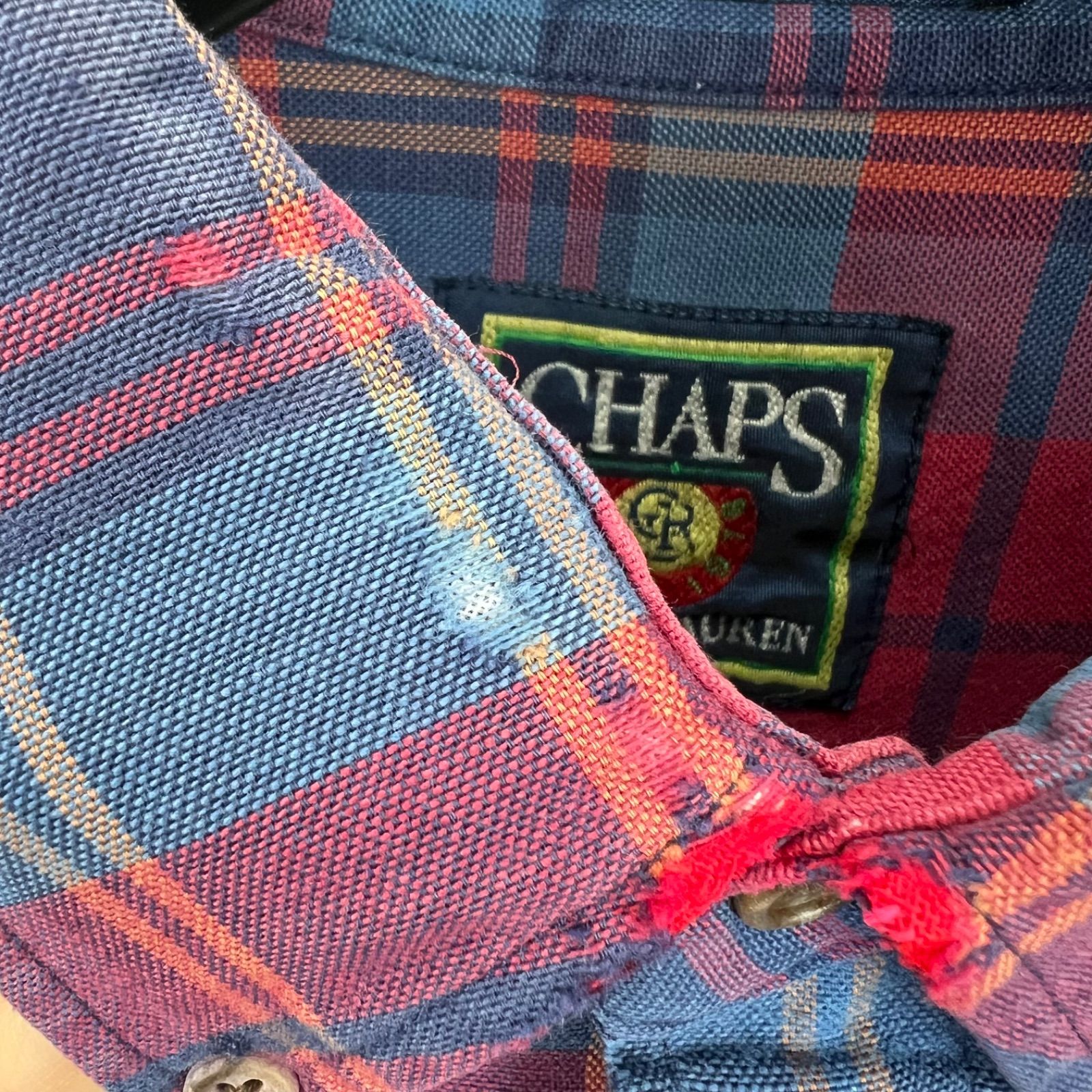 CHAPS Ralph Lauren 80s USA vintage plaid BD L/S shirt M チャップス 