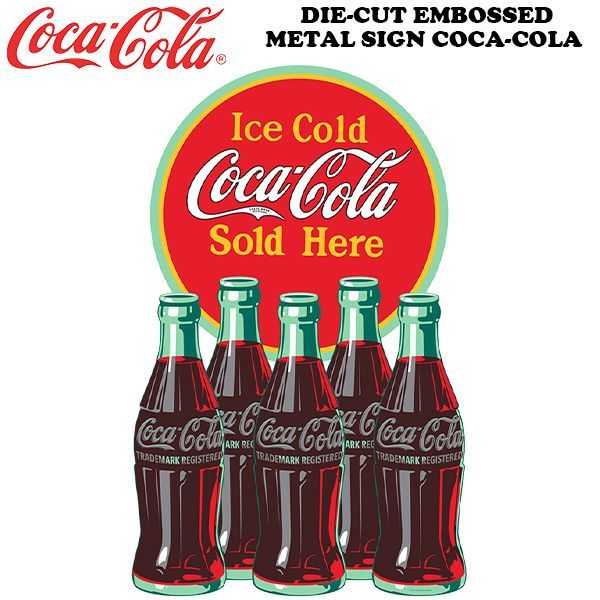 ダイカット エンボス メタルサイン COCA-COLA ICE COLD SOLD HERE