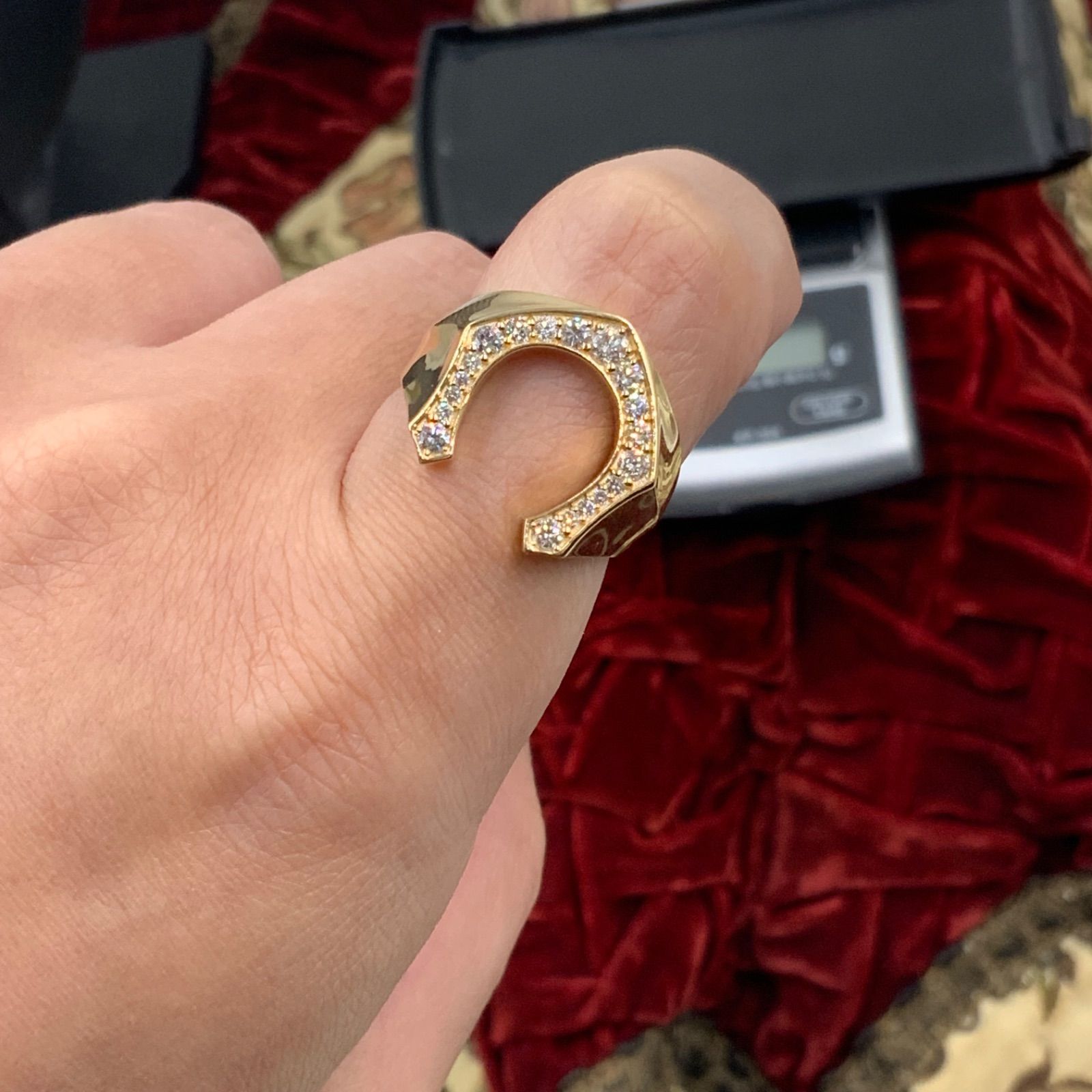K18 馬蹄 ホースシューリング 0.5ct 7.4g-京都姉妹