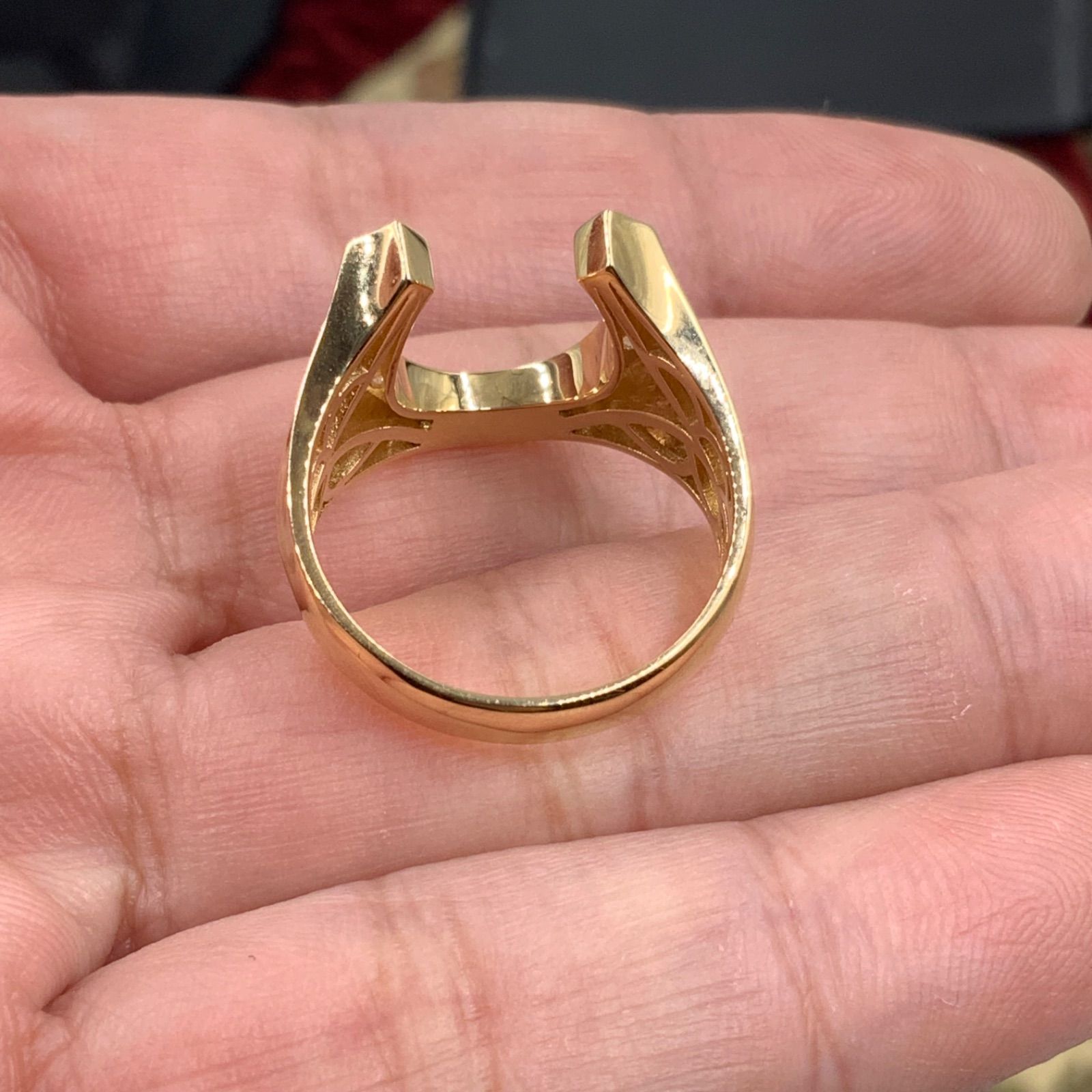 K18 馬蹄 ホースシューリング 0.5ct 7.4g-京都姉妹