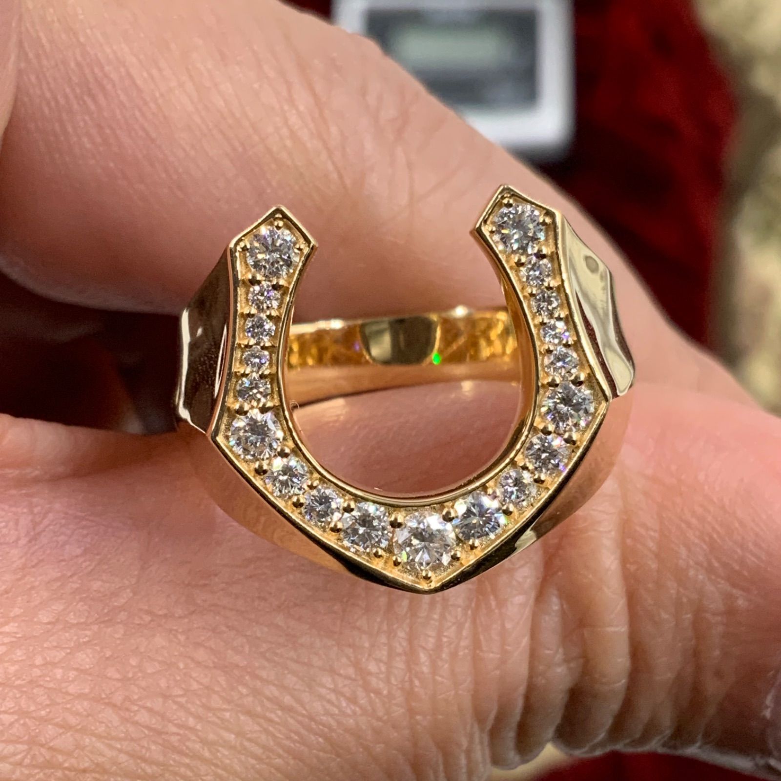 K18 馬蹄 ホースシューリング 0.5ct 7.4g-京都姉妹