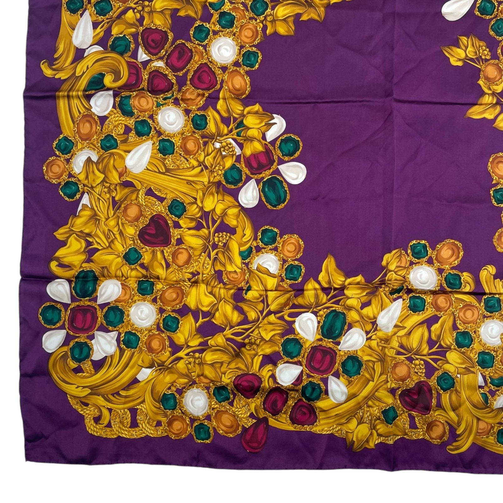 極美品 CHANEL シャネル スカーフ シルク 大判 約96 x 96CM 宝石柄