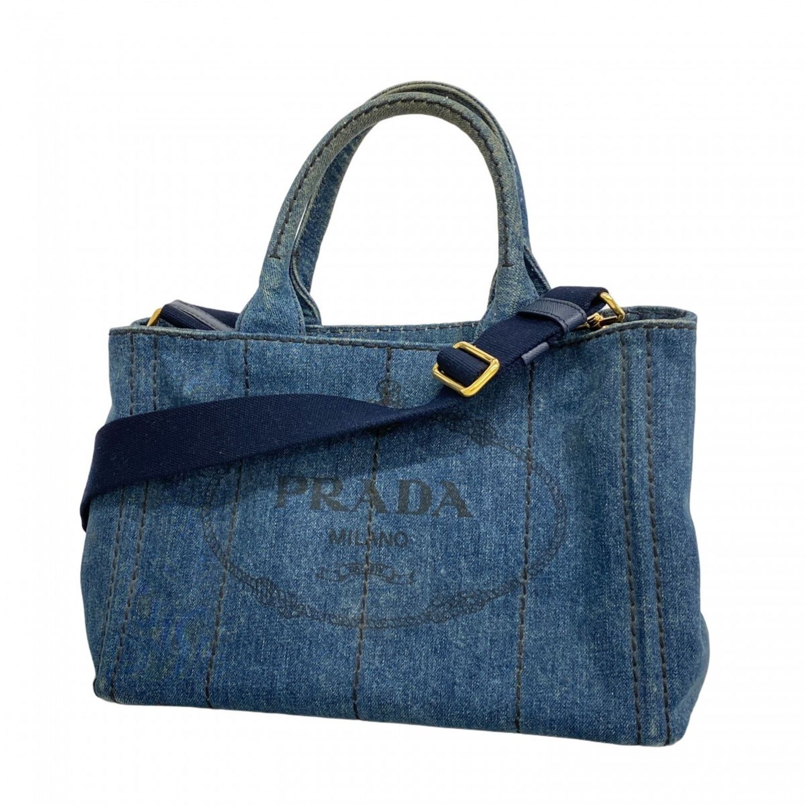 プラダ(Prada) プラダ トートバッグ カナパ デニム ブルー 2wayバッグ