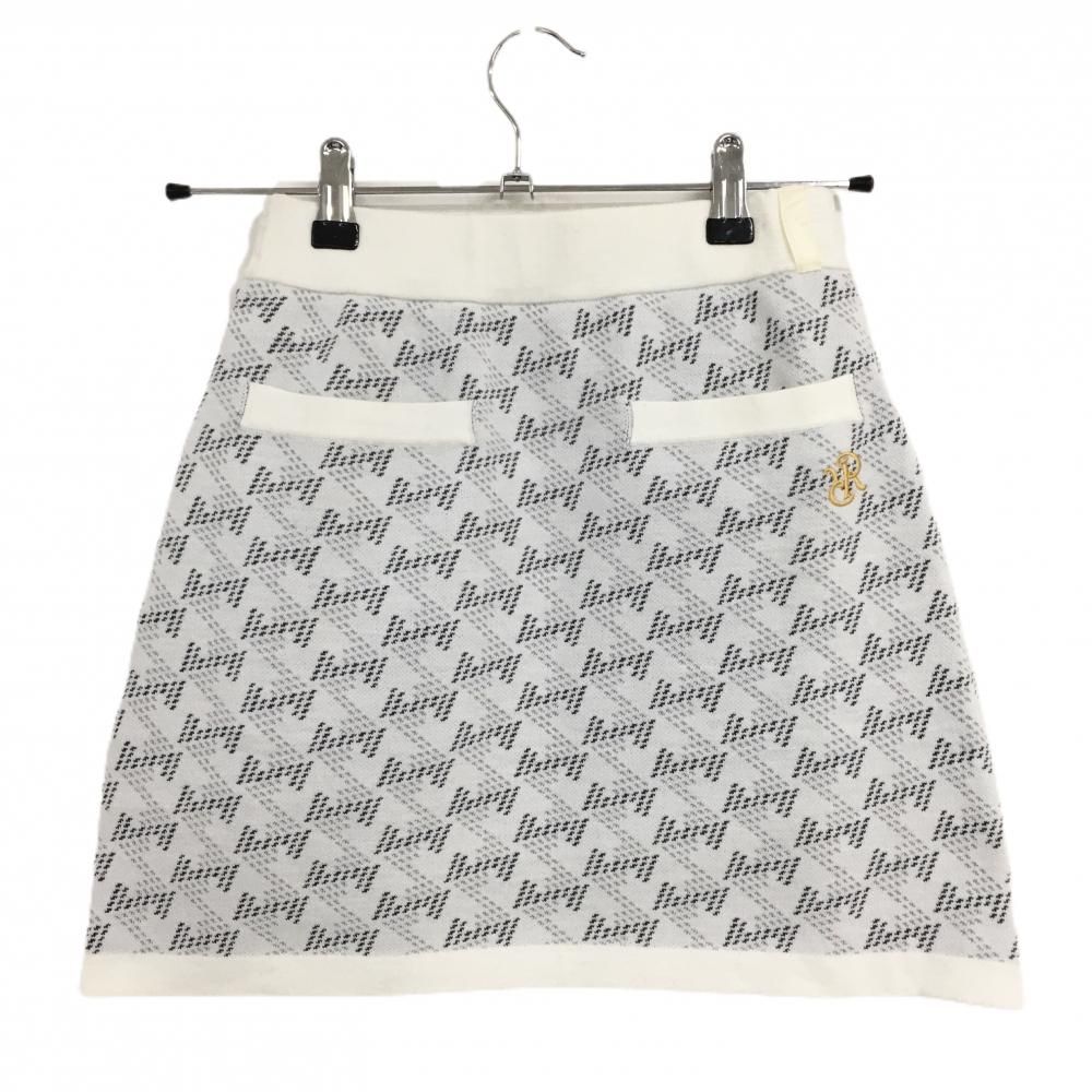 美品】レザレクション ニットスカート 白×ダークグレー 総柄 ウエスト