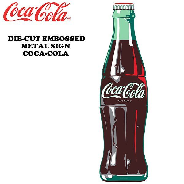 ダイカット エンボス メタルサイン COCA-COLA BOTTLE【コカコーラ
