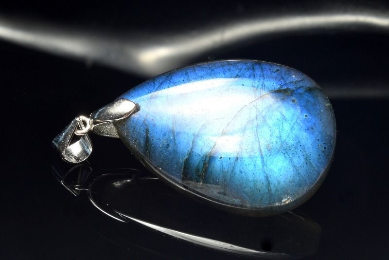 1点物】シルバー925ブルーシラー ラブラドライト 30x20mm ドロップ