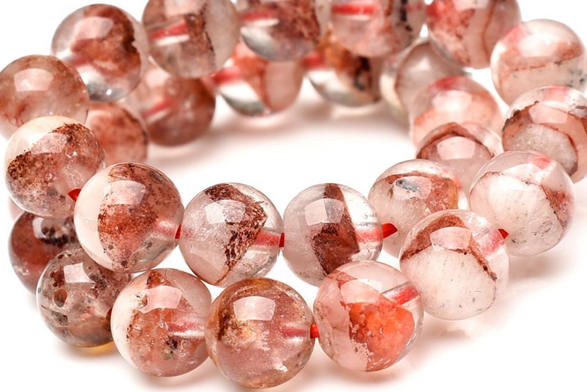 1点物】縁起のいい赤富士 レッドファントムクォーツ 7mm ブレスレット