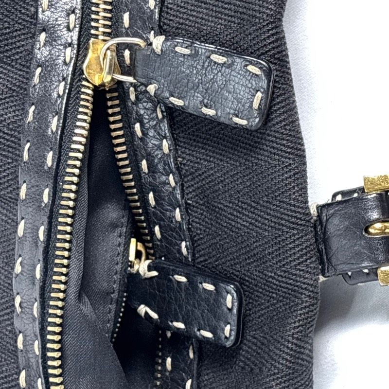 FENDI フェンディ セレリア スタッズ レザー/キャンバス レディース 
