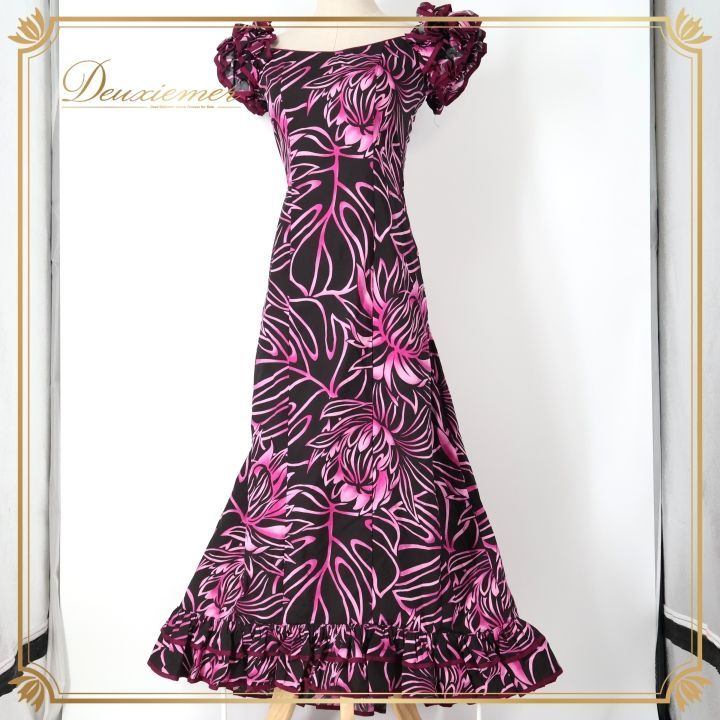 フラダンス 衣装 ワンピース ドレス ブラック系 CC Fashions ハワイ製