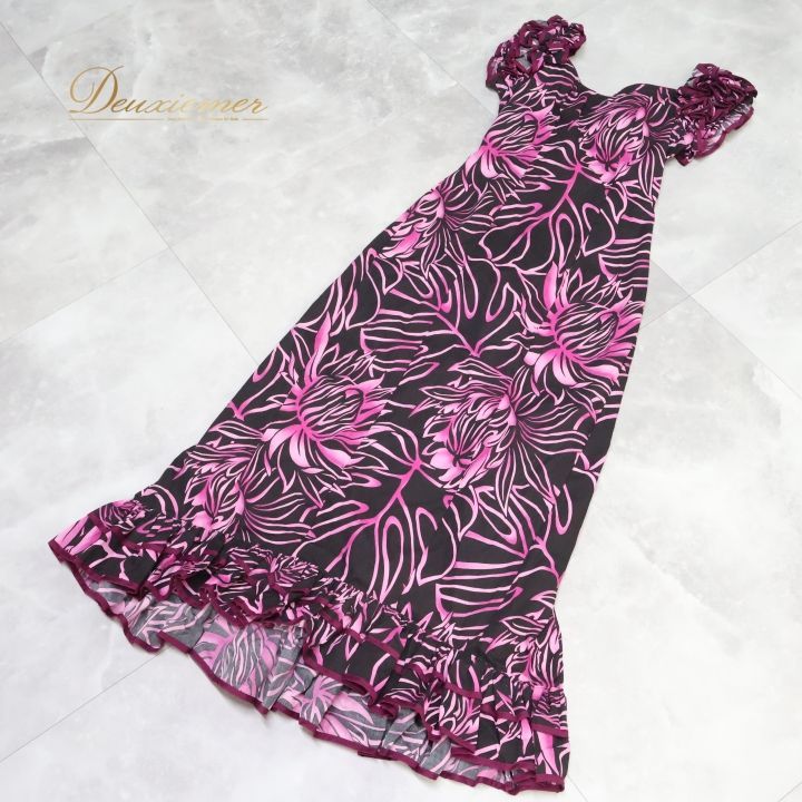 フラダンス 衣装 ワンピース ドレス ブラック系 CC Fashions ハワイ製