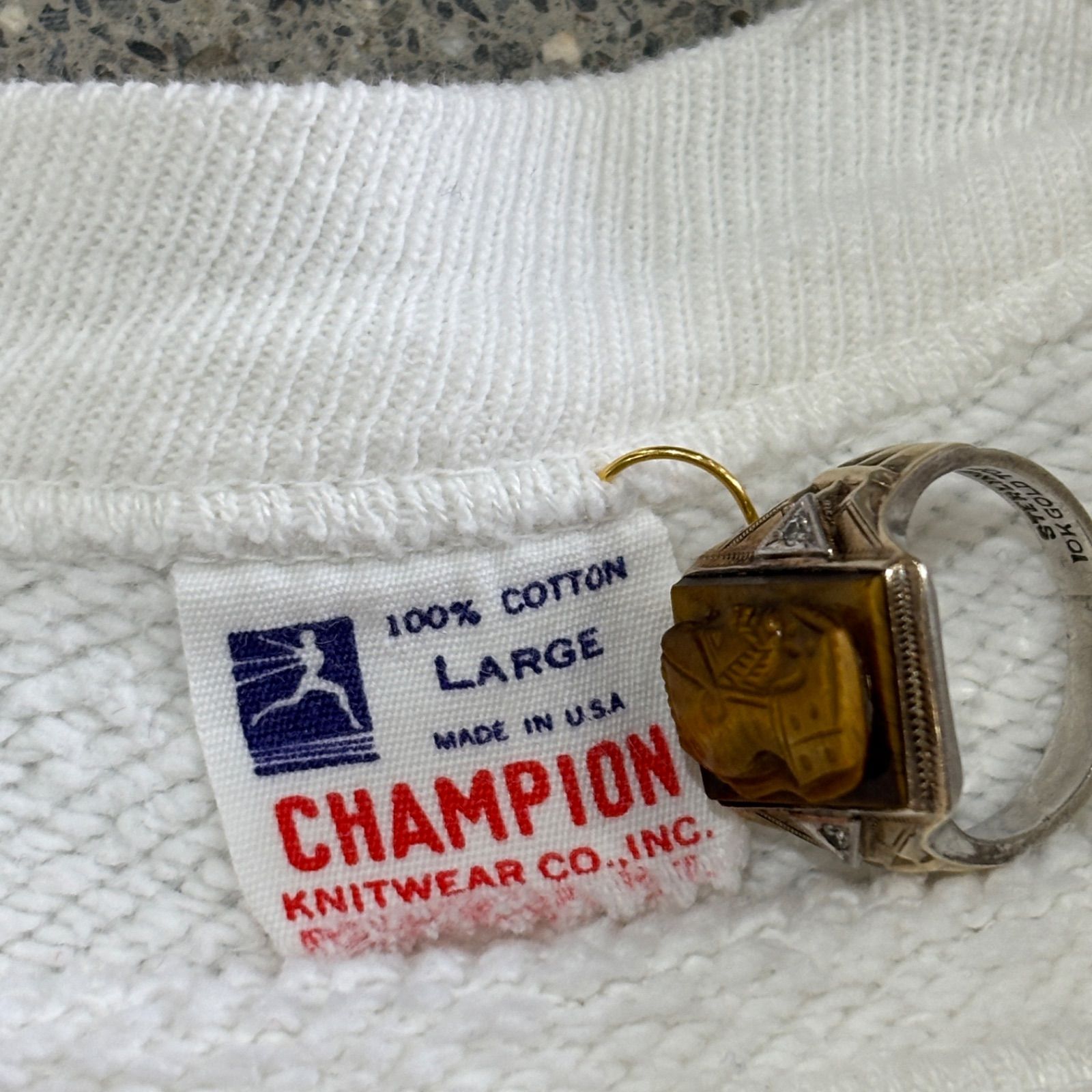 Champion】60s Flocky Print Sweat Shirt Large Vintage flock print 