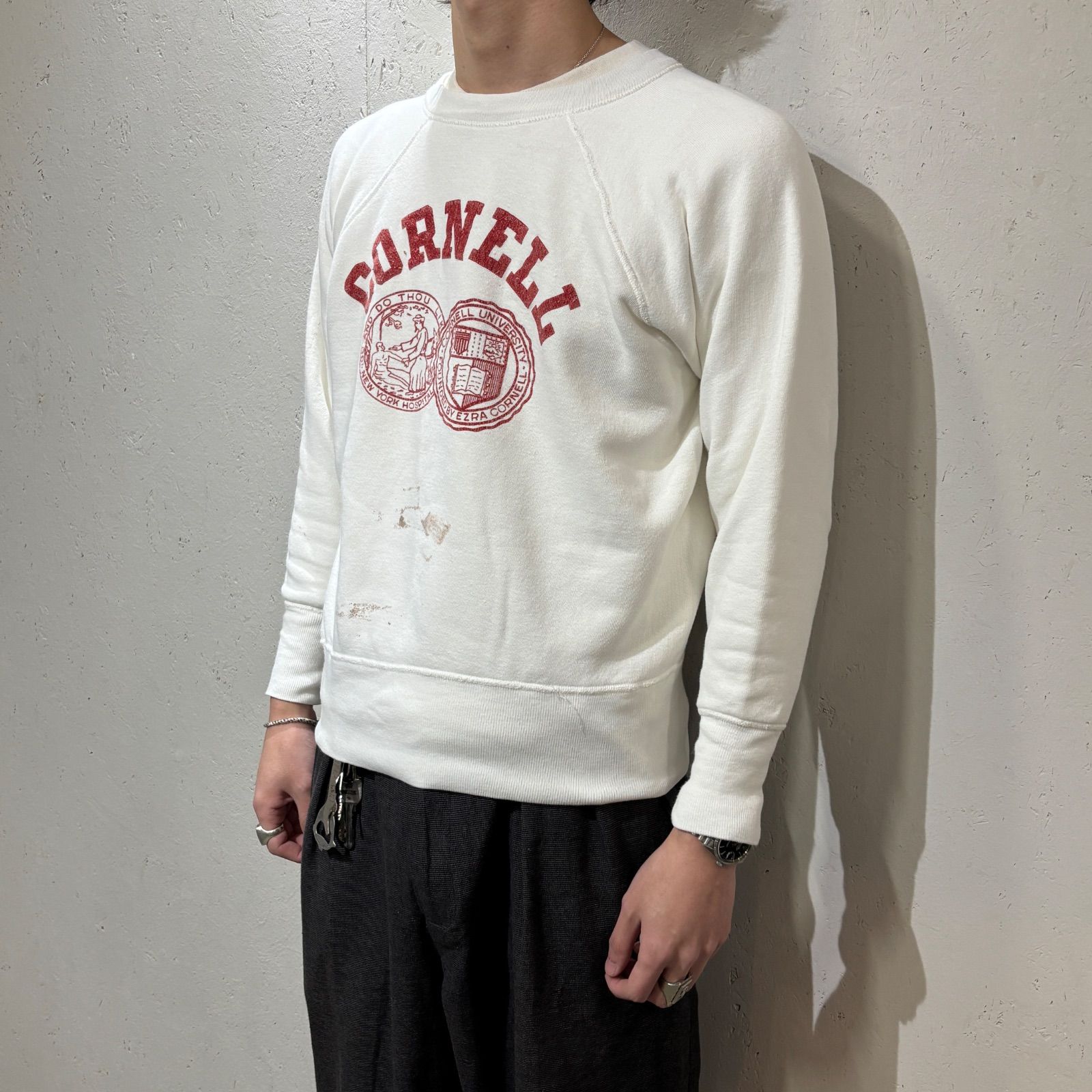 Champion】60s Flocky Print Sweat Shirt Large Vintage flock print 
