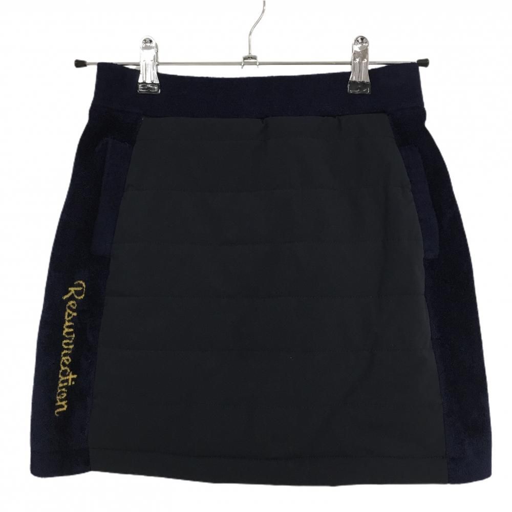 レザレクション　スカート レザレクション 中綿異素材スカート ネイビー ウエストゴム 内側