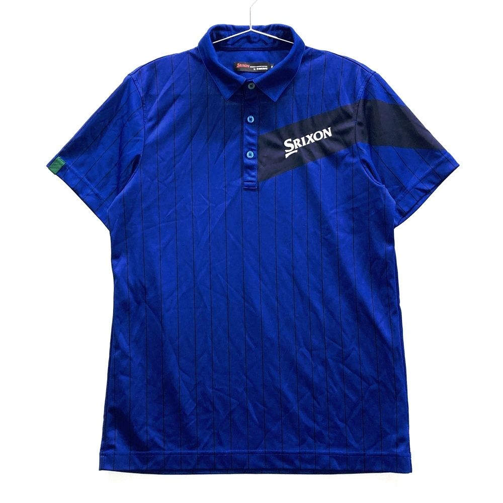 サイズ：M SRIXON スリクソン DESCENTE 半袖ポロシャツ ストライプ柄