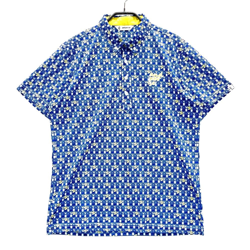 サイズ：L AND PER SE アンパスィ ボタンダウン 半袖ポロシャツ 総柄