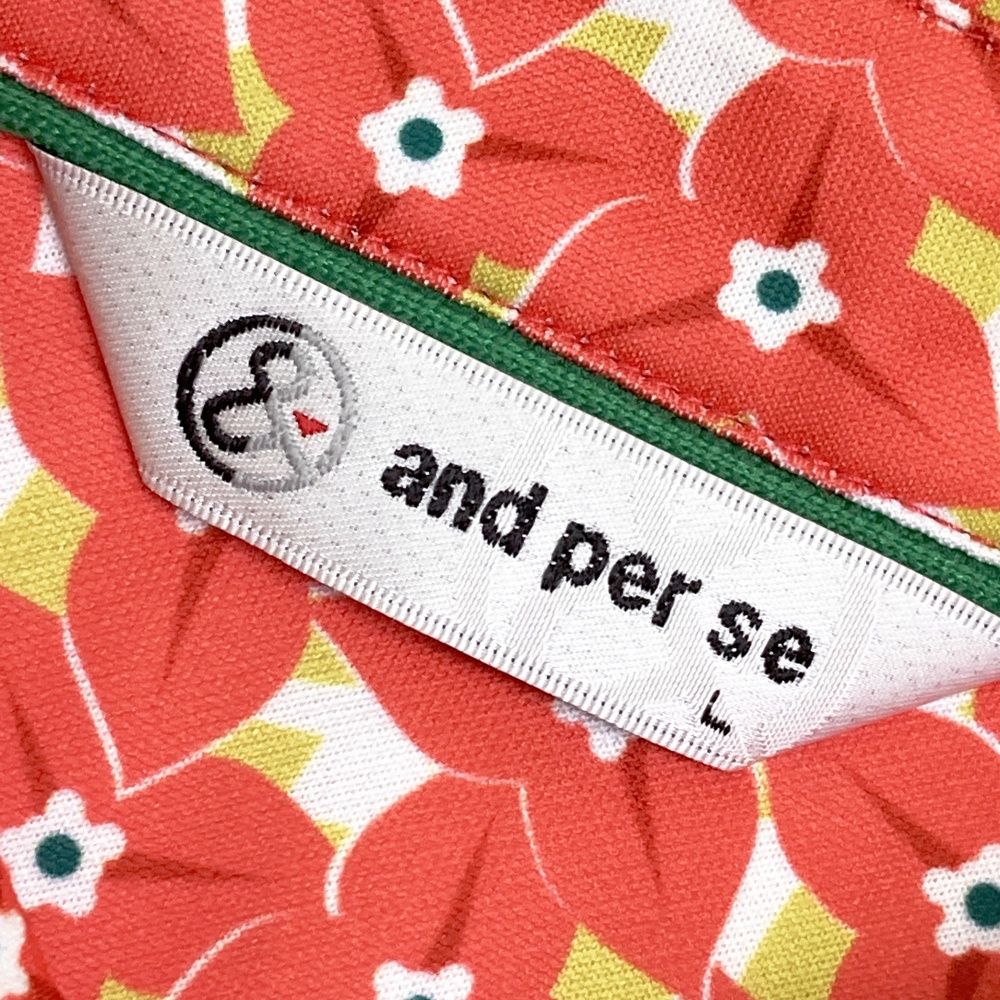 サイズ：L AND PER SE アンパスィ 半袖ポロシャツ 花柄 オレンジ系