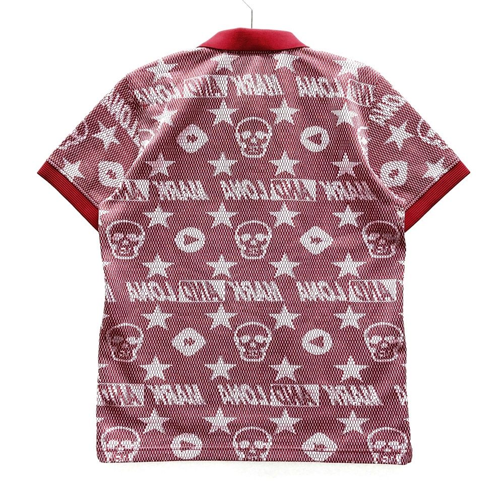 サイズ：48 MARK&LONA マークアンドロナ 半袖ポロシャツ 総柄 レッド系