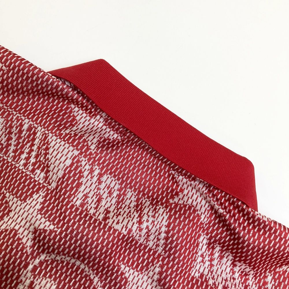 サイズ：48 MARK&LONA マークアンドロナ 半袖ポロシャツ 総柄 レッド系