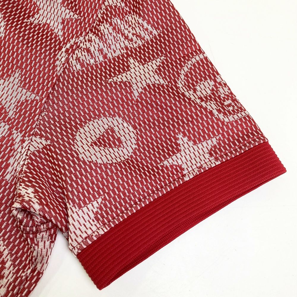 サイズ：48 MARK&LONA マークアンドロナ 半袖ポロシャツ 総柄 レッド系