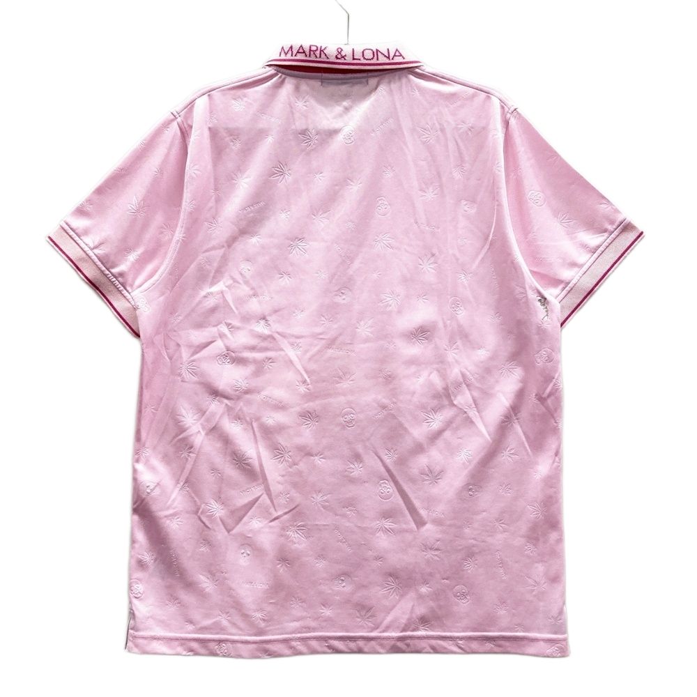 サイズ：XL MARK&LONA マークアンドロナ 半袖ポロシャツ 総柄 ピンク系