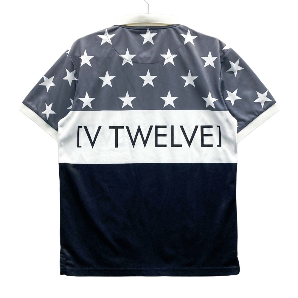 サイズ：M V12 ヴィトゥエルヴ 半袖ポロシャツ 星柄 グレー系
