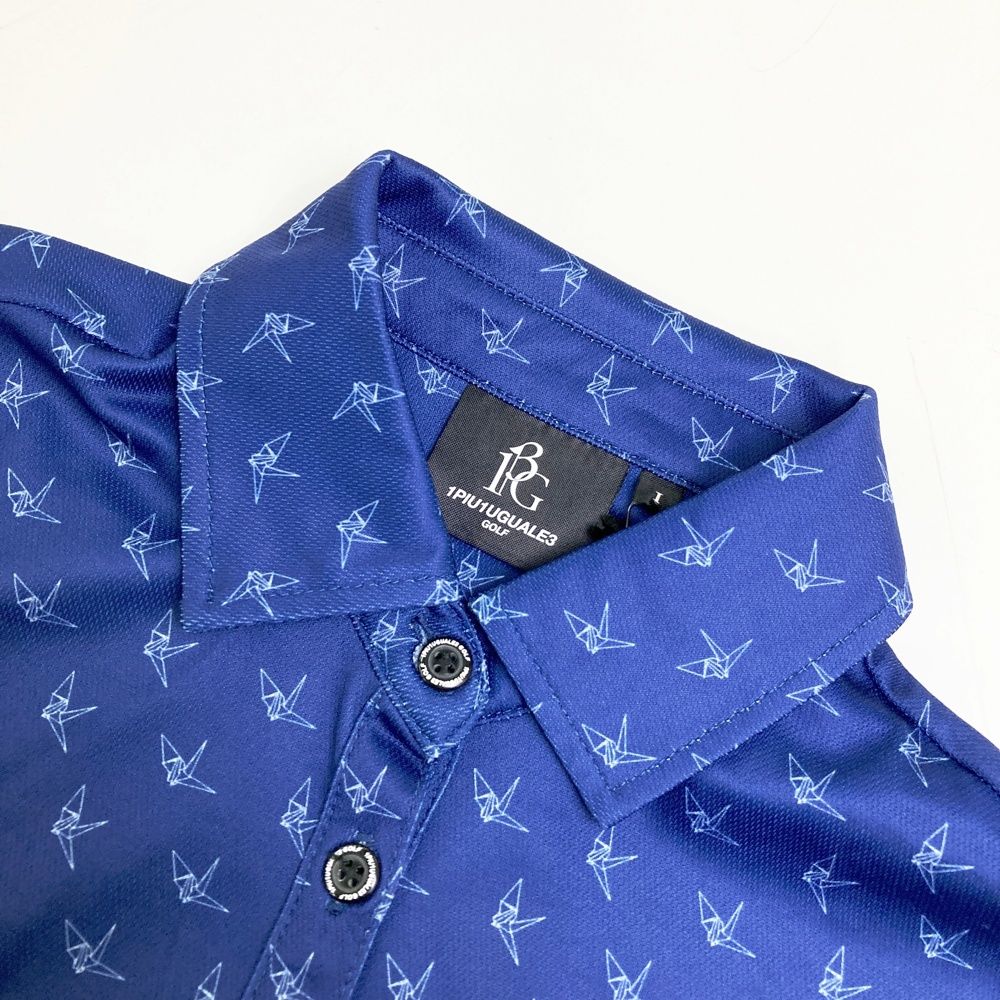 サイズ：1 1PIU1UGUALE3 GOLF GST019 半袖ポロシャツ 総柄 ネイビー系