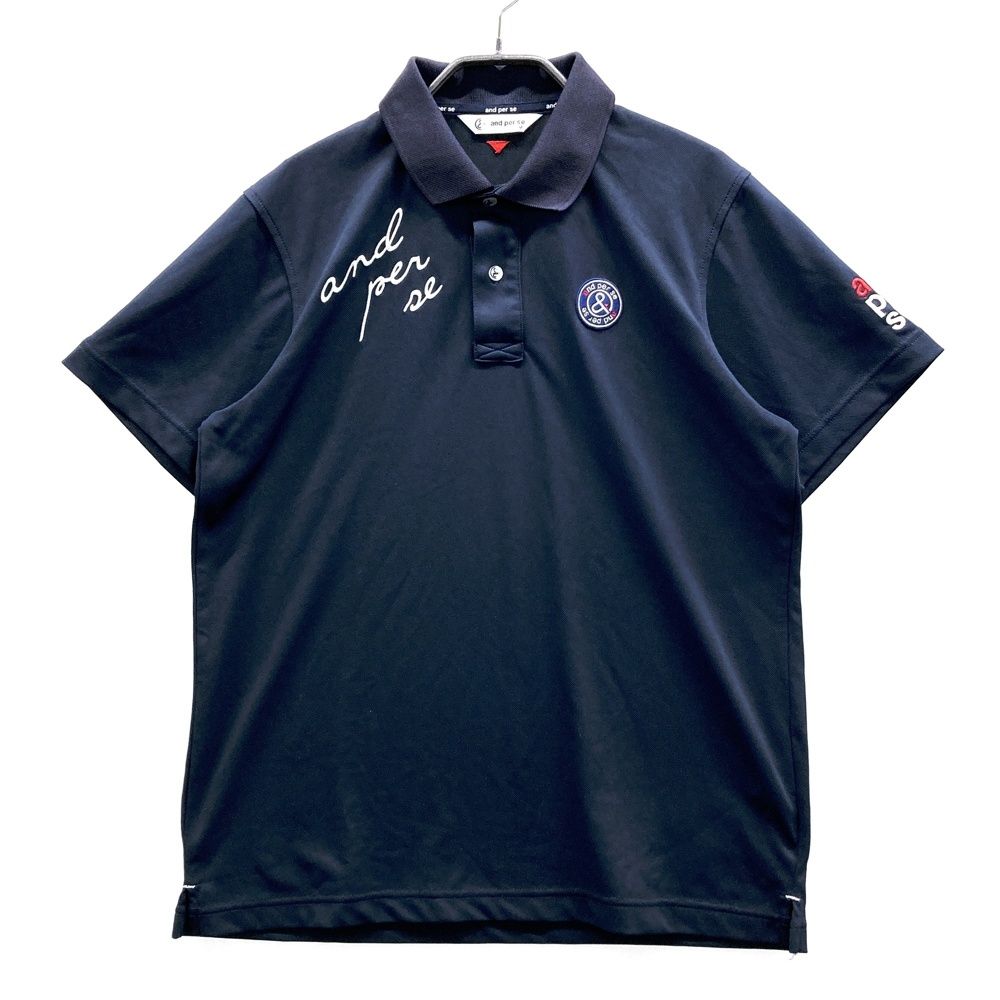サイズ：M AND PER SE アンパスィ 半袖ポロシャツ ネイビー系