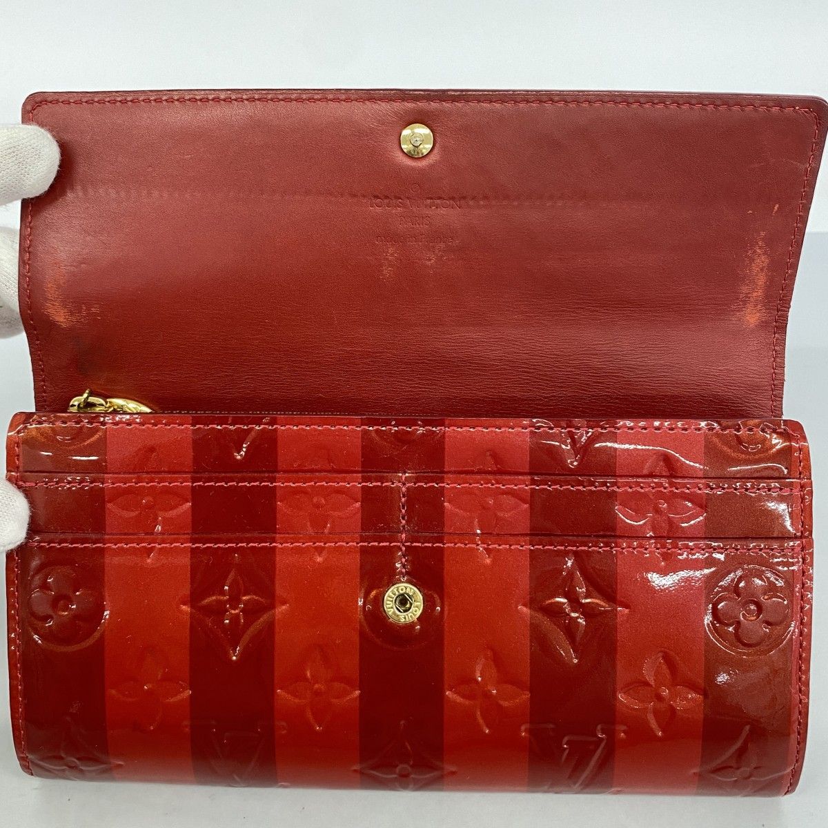 6ae6057-k】ルイヴィトン 長財布 ヴェルニ・レイユール ポルトフォイユ