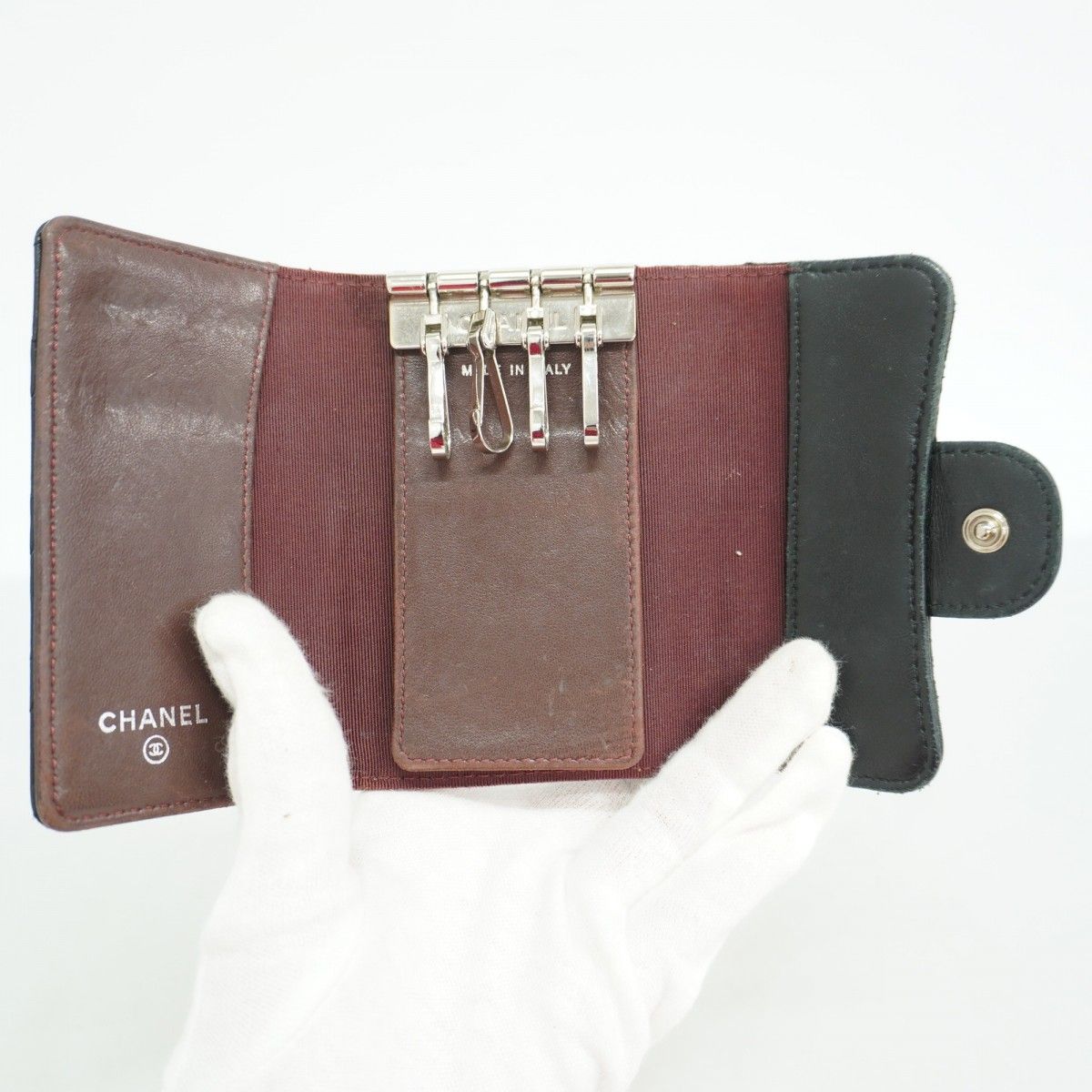 6ae6051-k】シャネル キーケース マトラッセ ラムスキン ブラック