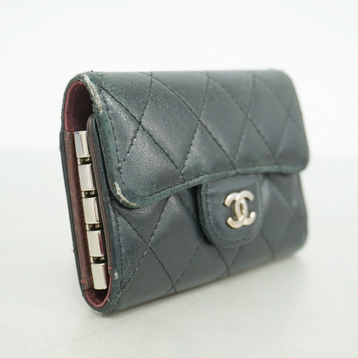 6ae6051-k】シャネル キーケース マトラッセ ラムスキン ブラック