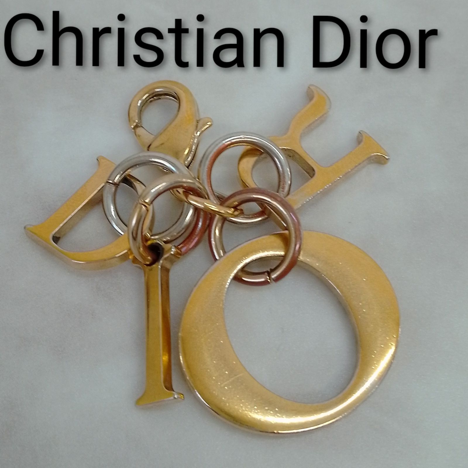 AQS14 クリスチャンディオール 極美品 DIORロゴチャーム ゴールド金具
