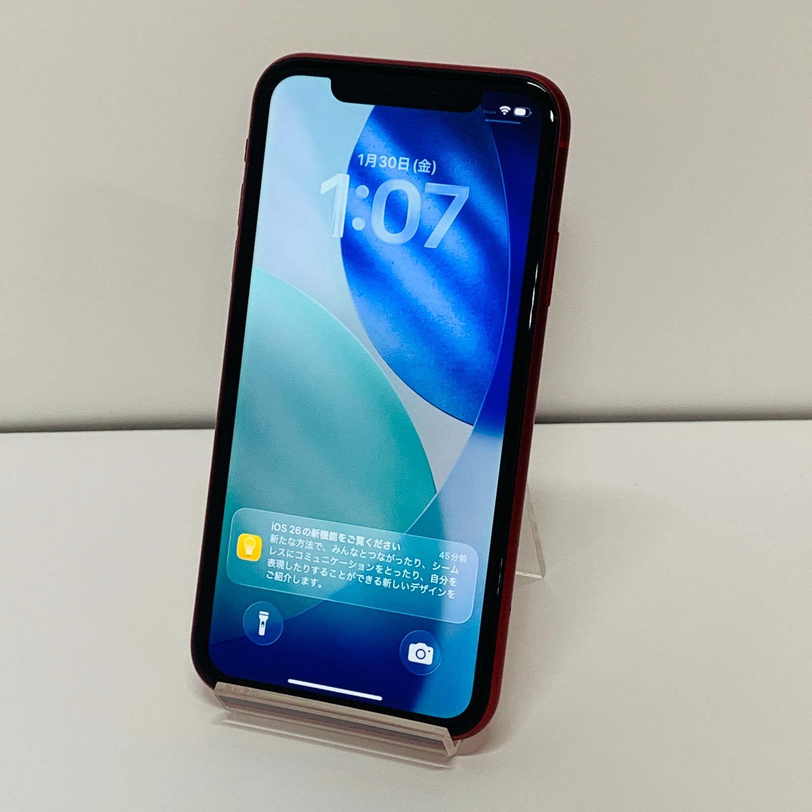 iPhone 11 128GB レッド A2221 au SIMロック解除済み 72% No.F391