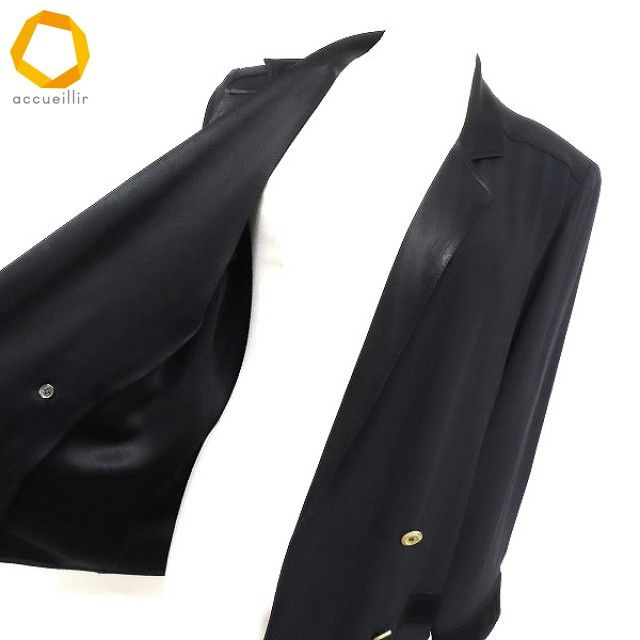 apc シャネル CHANEL ジャケット 34 黒 金ボタン ココマーク 薄手