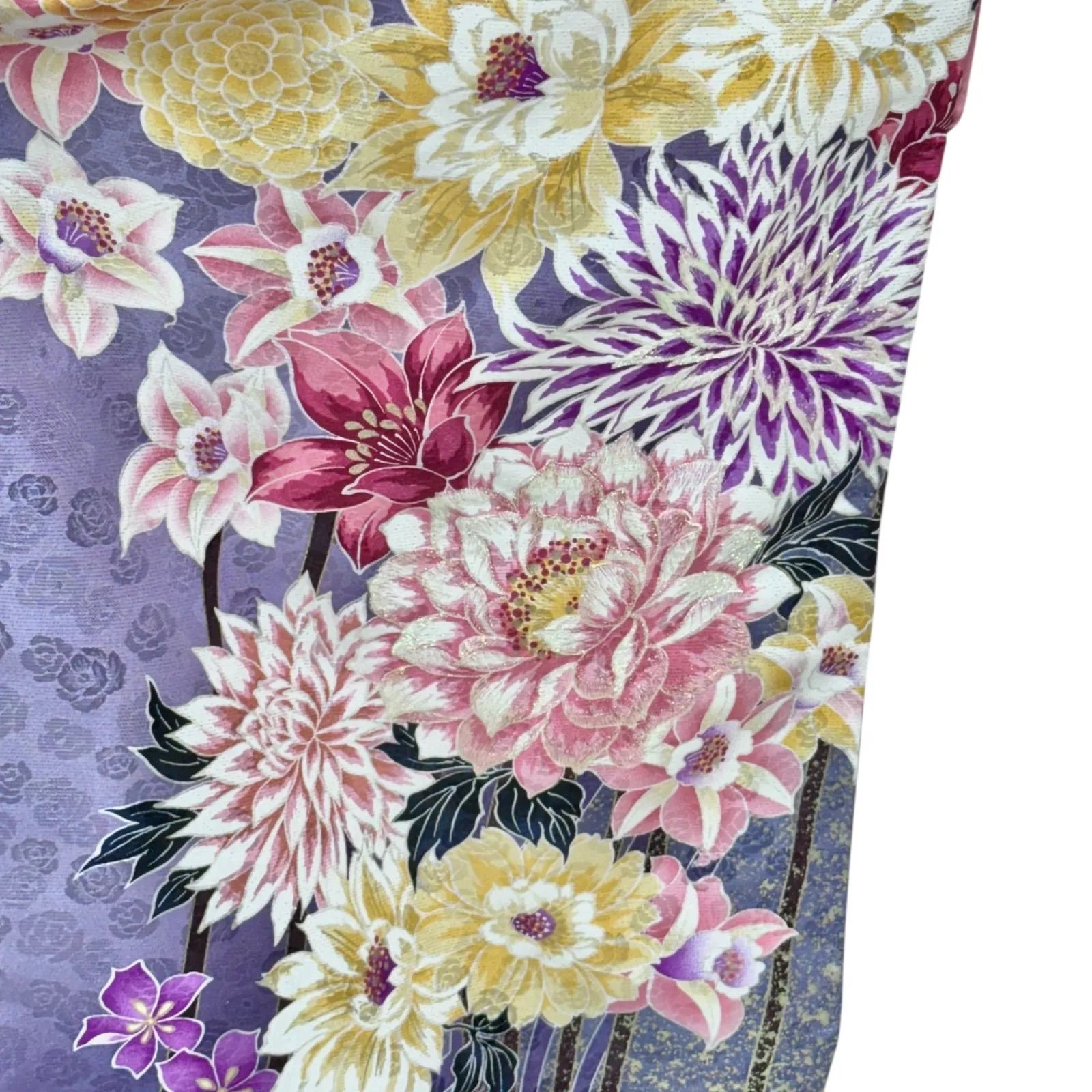 二尺袖 一尺八寸 小振袖 卒業式 薔薇 卒業袴 卒業着物 薄紫 花柄 刺繍 