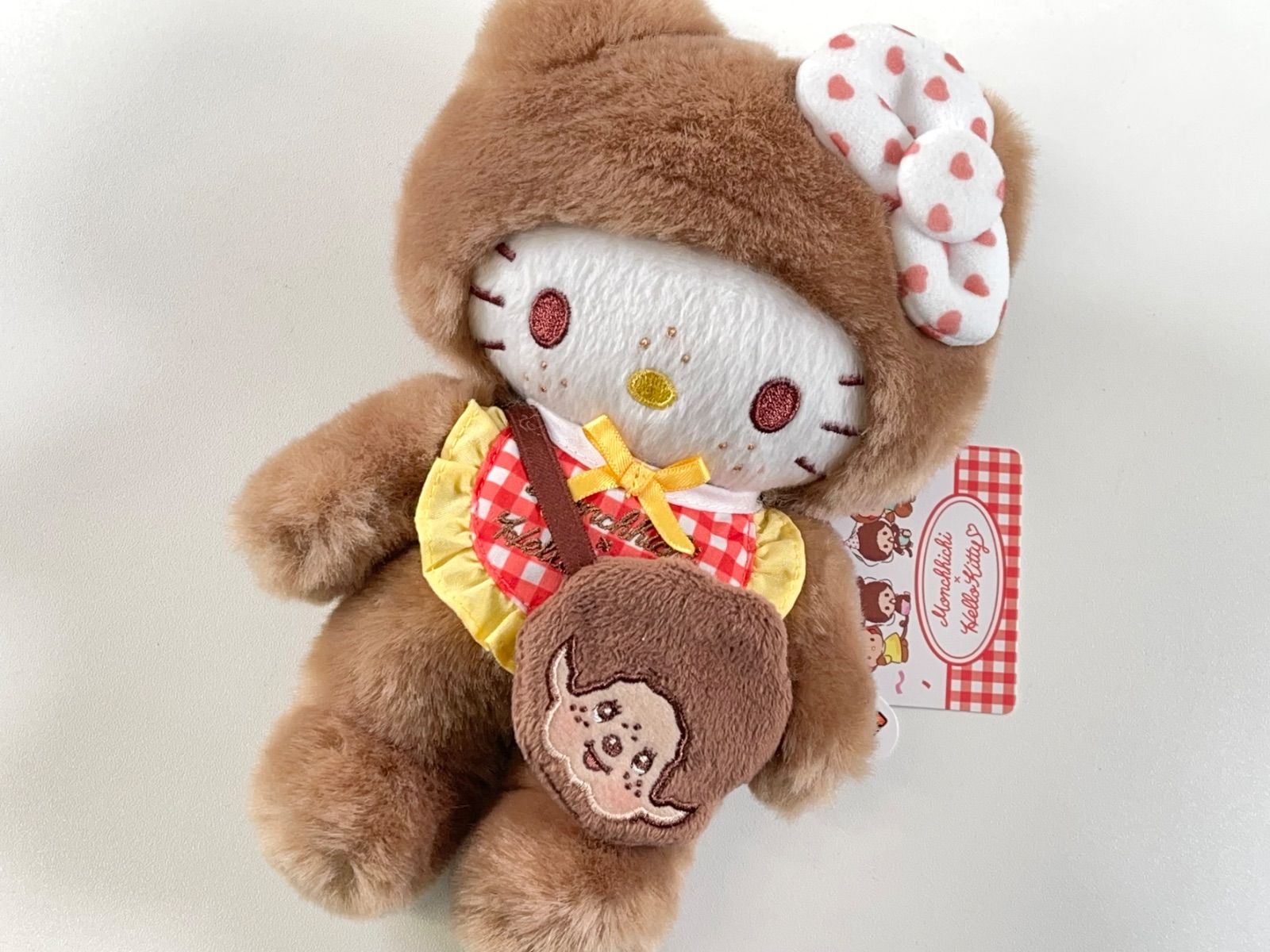 ☆新品 希少 ハローキティ×モンチッチ コラボ ぬいぐるみ S ギンガム